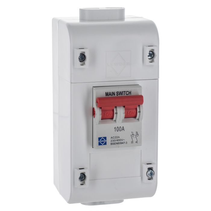 DP Mains Isolator 100A With 2 Mod Enclosure