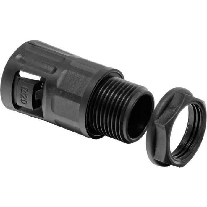 Nylon Flexible Conduit Straight Connector 20mm Black