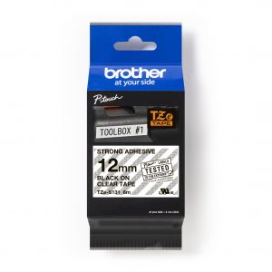 12mm Black on Clear Tape - 8Mtr