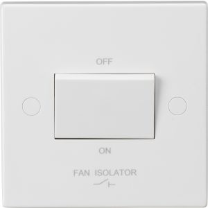 Plate Switch 1G TP Fan Isol Whi