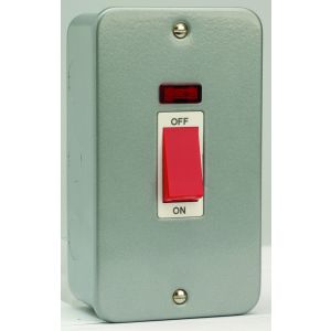 45 Amp DP Switch - 1 gang switch &amp; neon (2 gang vertical)