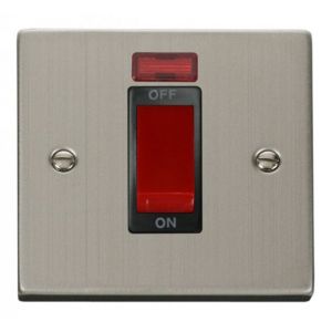 1 gang 45A DP switch with neon - black inserts