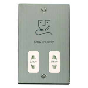 Dual voltage 115/230V shaver socket outlet  - white inserts