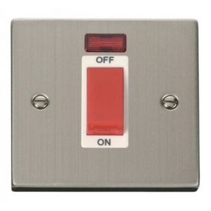 1 gang 45A DP switch with neon - white inserts