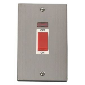 2 gang 45A DP switch with neon - white inserts