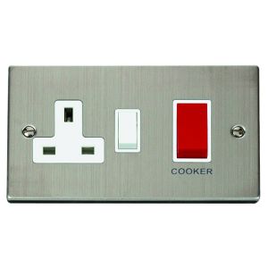 45A DP switch &amp; 13A switched socket - white inserts