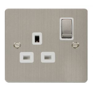 1 gang 13A DP switched socket outlet - white inserts