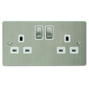 2 gang 13A DP switched socket outlet - white inserts