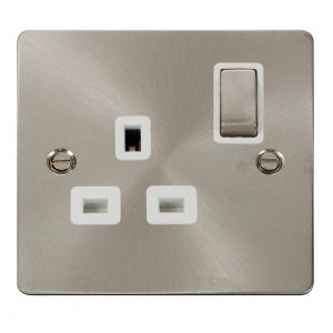 1 gang 13A DP switched socket outlet - white inserts