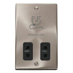 115/230V shaver socket outlet - black inserts
