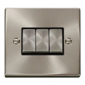 3 gang 2 way 10AX ingot switch - black inserts