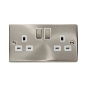 2 gang 13A DP switched socket outlet - white inserts