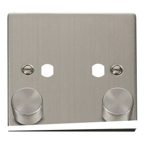 2 gang dimmer plate &amp; knob stainless steel
