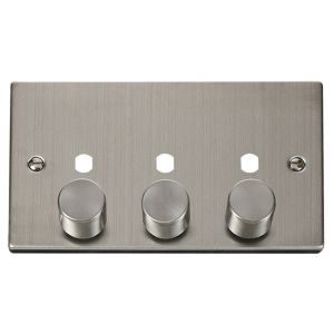 3 gang dimmer plate &amp; knob stainless steel
