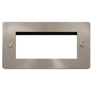 2 gang 4 module euro plate brushed stainless