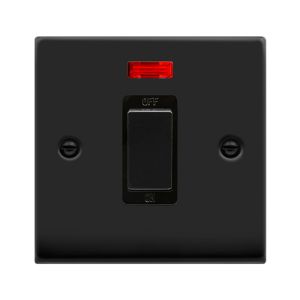 45A Ingot 1 Gang DP Switch With Neon - Black
