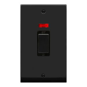 45A Ingot 2 Gang DP Switch With Neon - Black
