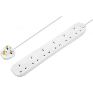 Extension lead 6 gang 2 metres white
