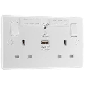 Wi-fi extender 2 gang 13A switched socket white
