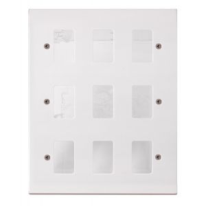 White Moulded Flush Square Edge Cover Plates - 3 gang