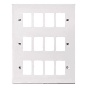 White Moulded Flush Square Edge Cover Plates - 12 gang