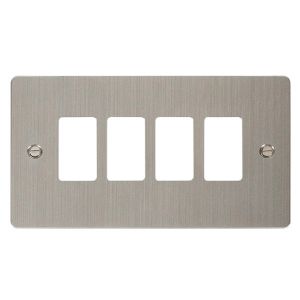 Stainless Steel Flat Plate Cover Plates - 4 gang