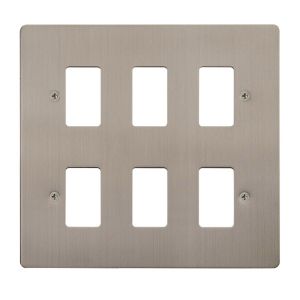 Stainless Steel Flat Plate Cover Plates - 6 gang