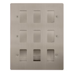 Stainless Steel Flat Plate Cover Plates - 9 gang