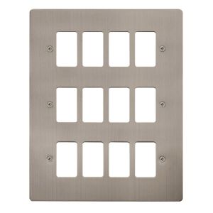 Stainless Steel Flat Plate Cover Plates - 12 gang