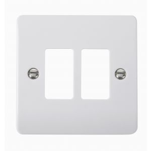 White Moulded Flush Curved Edge Cover Plates - 2 gang