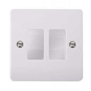 White Moulded Flush Curved Edge Cover Plates - 3 gang