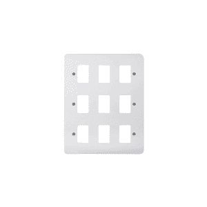 White Moulded Flush Curved Edge Cover Plates - 9 gang