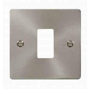 Brushed Stainless Steel Flat Plate Cover Plates - 1 gang