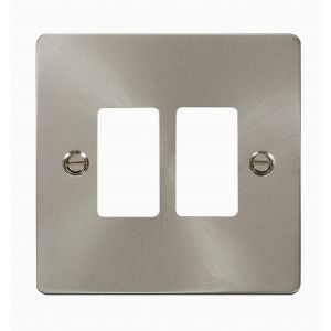 Brushed Stainless Steel Flat Plate Cover Plates - 2 gang
