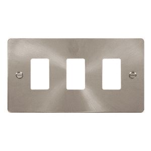 Brushed Stainless Steel Flat Plate Cover Plates - 3 gang