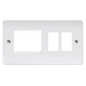White Moulded Hotel Accessory Front Plate - 2 gang