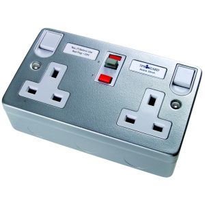 RCD Latching Sockets - RCD socket 2 gang 30mA 13A - metal