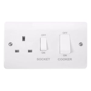 45 Amp DP Switch &amp; Cooker Controls - Cooker control unit with 13A switched socket