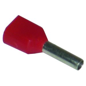 Twin Entry Bootlace Ferrules - 2 x 1.0mm (Qty 100) - Red