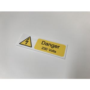 Danger 230 volts - 75 x 25mm Pk10