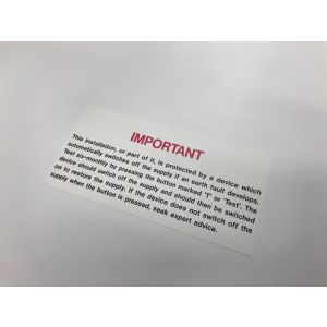 RCD test label - 130 x 60mm Pk10