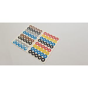 Colour coded &amp; lettered phase discs - 25mm dia - 5 sheets of 40