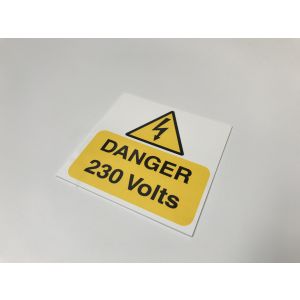 Danger 230 volts - 75 x 75mm Pk5