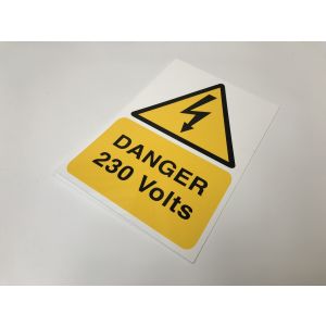 Danger 230 volts - 150 x 255mm Pk1