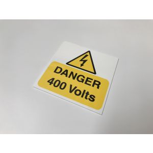 Danger 400 volts - 75 x 75mm Pk5
