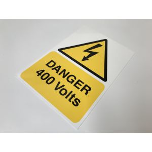 Danger 400 volts - 150 x 225mm Pk1