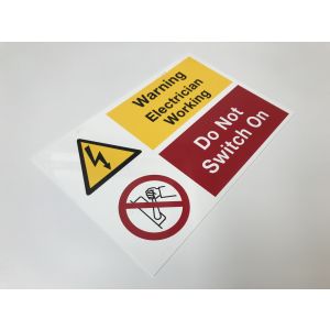 Do not switch on electrician working - 150 x 225mm Pk1