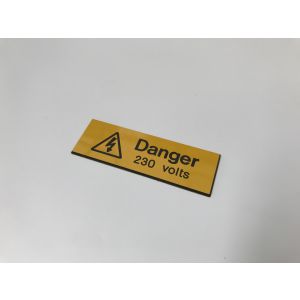Rigid Engraved Labels - Danger 230 volts - 75 x 25mm Pk5