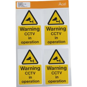 Self Adhesive to Face - Warning CCTV in operation 75 x 110mm Pk4