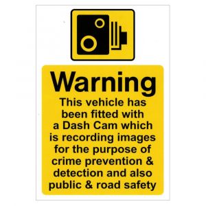  Van/Lorry dash cam warning notice - 150 x 225mm Pk4